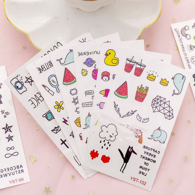 [Hot trend] Combo 30 Hình Xăm Nước Hình xăm dán tatoo mini stickers phong cách Hàn Quốc cute dễ thương giá