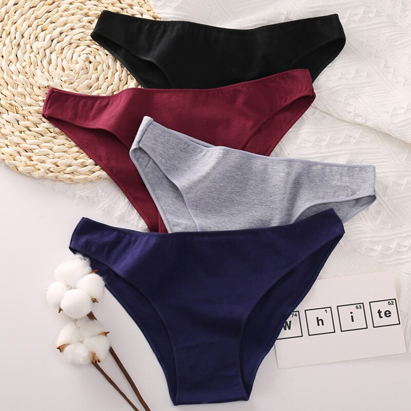 Set 1/2 quần lót CUTEBYTE cotton màu trơn thời trang nữ gợi cảm