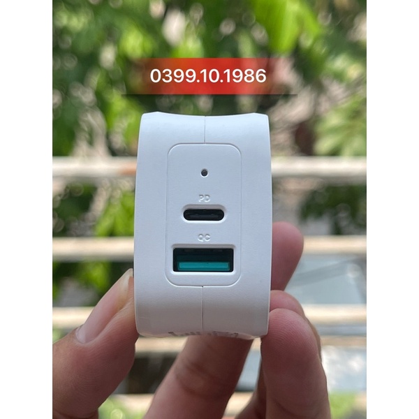 Củ sạc 2 cổng RAVPower chính hãng, sạc nhanh 2 cổng USB và PD 3.0 max 18w