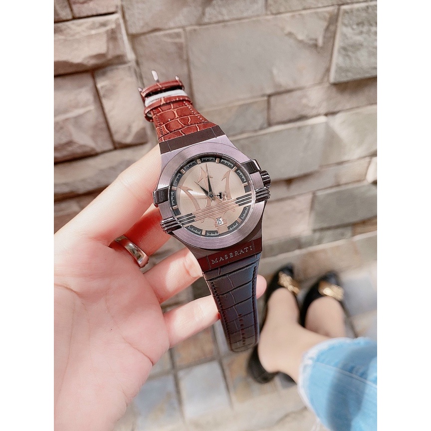Đồng Hồ Nam Maserati Potenza Máy Pin Dây Da Size 42mm , Fullbox