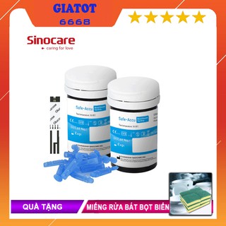 Que thử đường huyết Sinocare Safe ACCU hộp 50 que thử + 50 Kim chích máu + Tặng thêm miếng bọt biển rửa bát