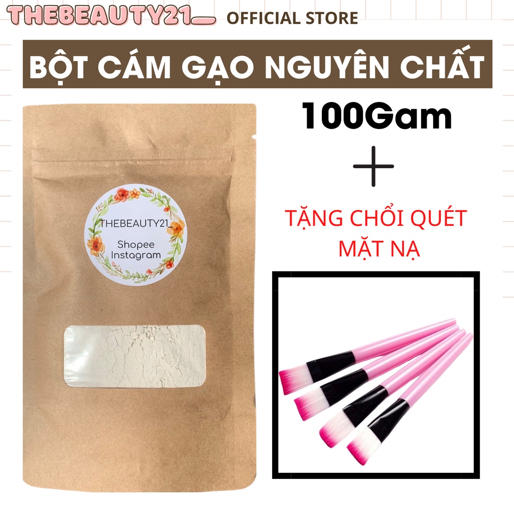 Bột Cám Gạo Nguyên Chất Handmade 100g (Tẩy Da Chết, Dưỡng Trắng Da)