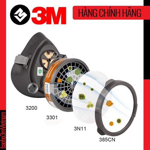 Mặt Nạ Phòng Độc 3M3200 Giá Rẻ Phun Hóa Chất, Phun Sơn, Thuốc Sâu