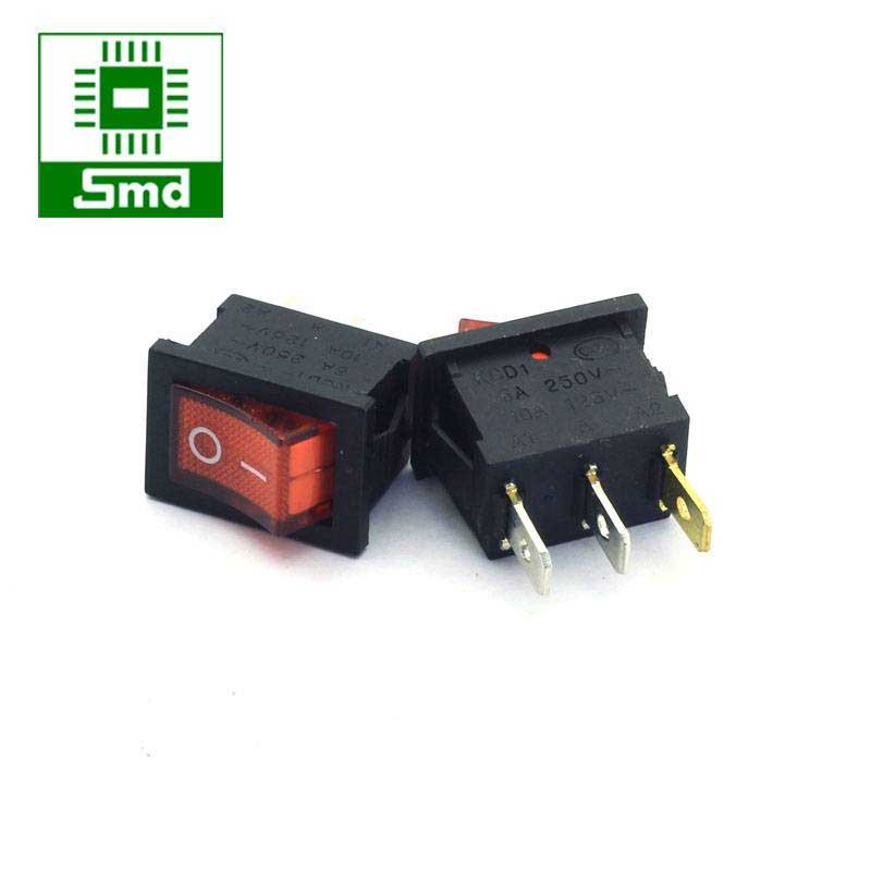 Công tắc bập bênh KCD1-104-3P có đèn (21x15mm)