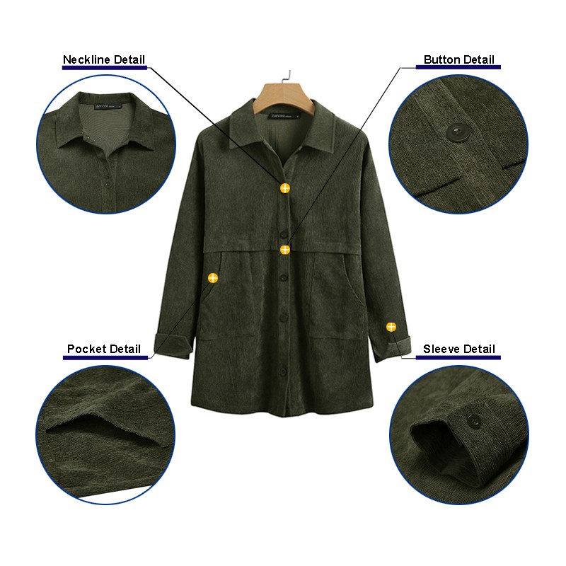 Áo khoác ZANZEA tay dài cổ bẻ thời trang Hàn Quốc cho nữ | BigBuy360 - bigbuy360.vn