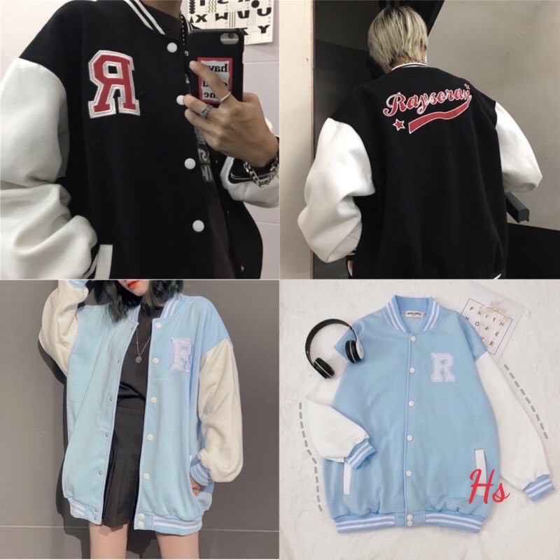 Áo Khoác Nam Nữ, Áo Bomber Cúc Bấm Thêu Chữ R Chất Liệu Nỉ Bông Mềm Mịn Daisy Boutique SP000605