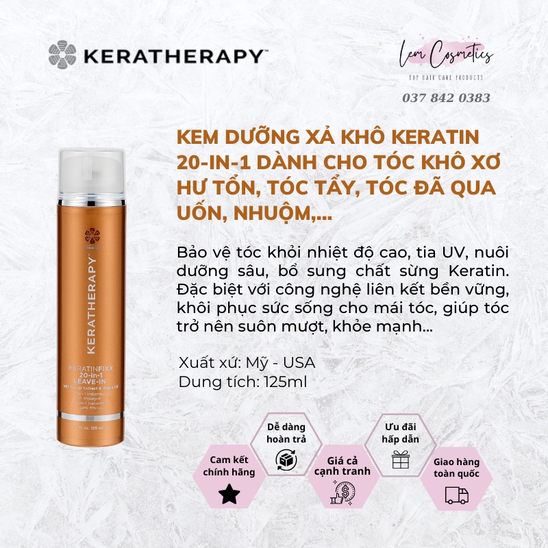 Kem dưỡng xả khô KeratinFixx 20-in-1 cho tóc khô xơ, hư tổn, tóc yếu do làm hóa chất nhiều,...