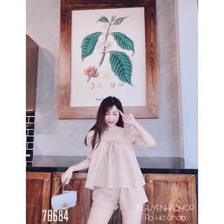 SEY BỘ NGỦ ÁO FROM RỘNG ĐÍNH NƠ + ĐÙI NGẮN BÁNH BÈO TH