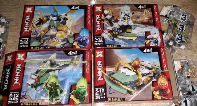Lắp ráp 1 hộp LegoNinja 2015 có trên 210 chi tiết bằng nhựa ABS rất đẹp