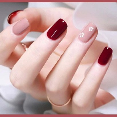 móng giả vuông kèm keo họa tiết 3D Hin Nail