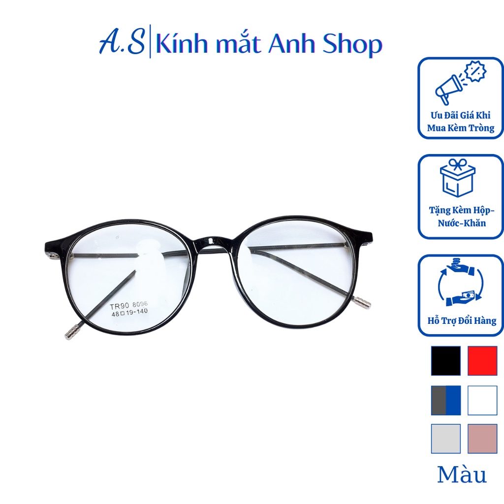 Kính tròn thời trang nam nữ chất liệu nhựa dẻo kết hợp kim loại phù hợp với mọi khuôn mặt 8096