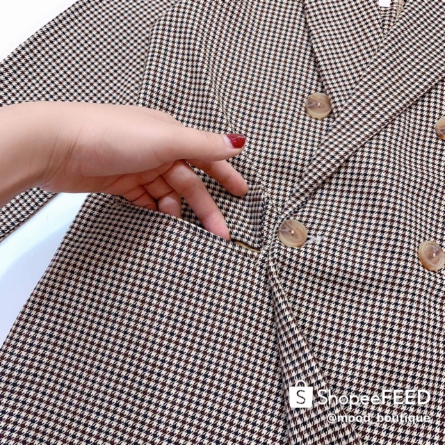 ÁO VEST NỮ KẺ 1 LỚP CÓ TÚI THẬT | BigBuy360 - bigbuy360.vn