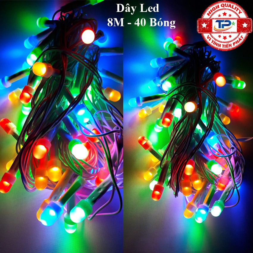 Dây đèn Led dài 8m nhấp nháy nhiều màu trang trí Gia Đình, Quán, Noel, ... Chúc Mừng Năm Mới Tết 2023