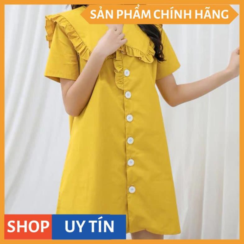 Đầm suông tay ngắn cổ viền bèo nút to, siêu XINH cực hot vừa cập bến giá rẻ vất ngờ nhà Thời Trang VADA ( | BigBuy360 - bigbuy360.vn