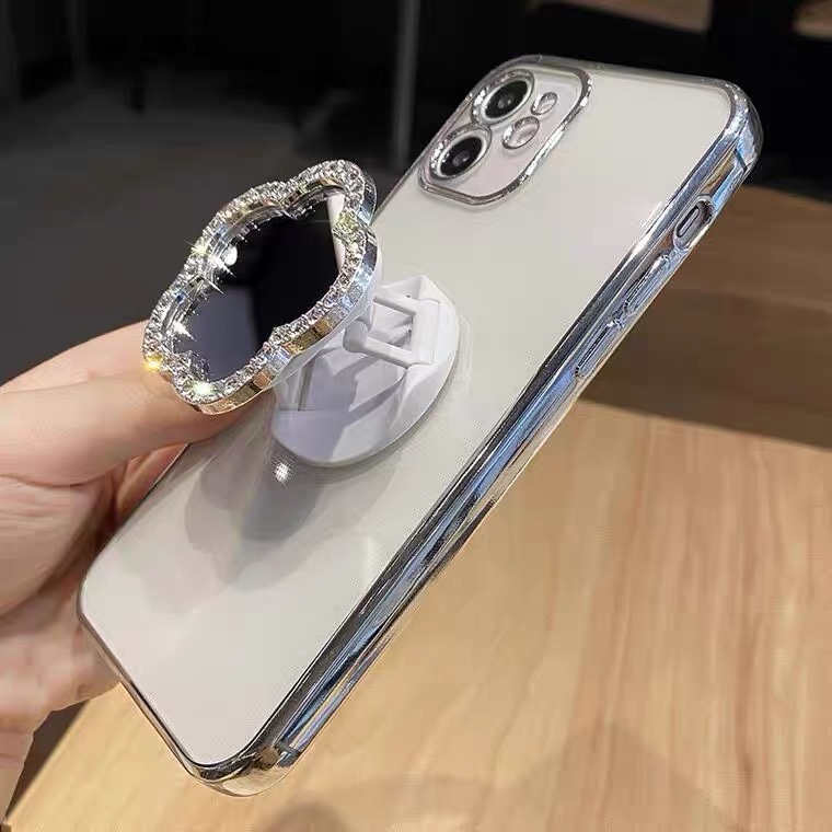 Ốp Điện Thoại Mềm Gắn Gương Hình Hoa Cho Iphone 12 pro max 13 13 pro max11 pro max xs max xr x 7plus