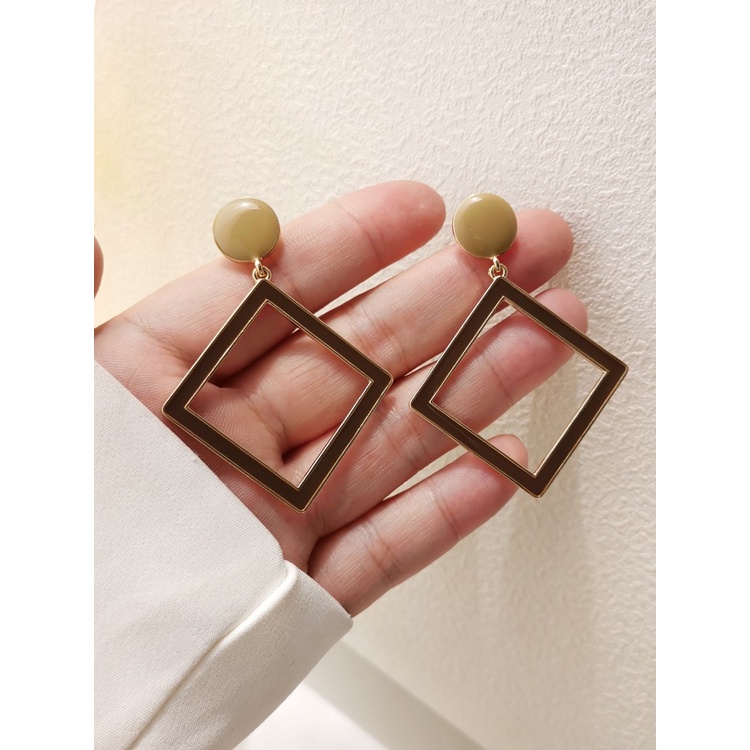 Bông tai hình vuông cá tính phong cách Hàn Quốc dành cho nữ