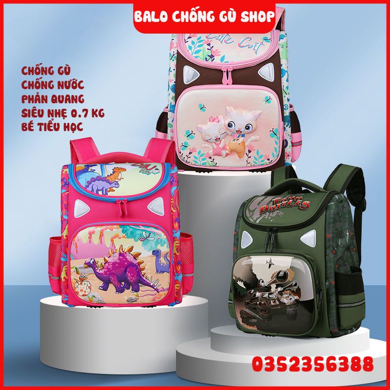 { chuyên sỉ } Balo chống gù, Cặp sách chống gù lưng cho học sinh cấp 1 cho bé gái và bé trai siêu nhẹ, có phản quang