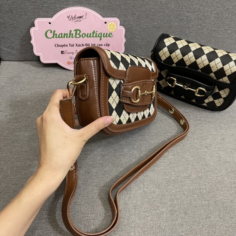 Túi đeo chéo túi trần trám pha màu mới 18cm