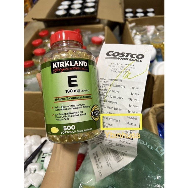 Vitamin E Kirkland 400IU 500 viên của Mỹ, Date 2026, Hàng air