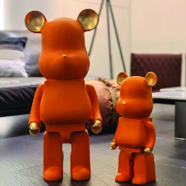 Đồ chơi mô hình gấu Bearbrick 1000% màu cam phong cách Nhật Bản