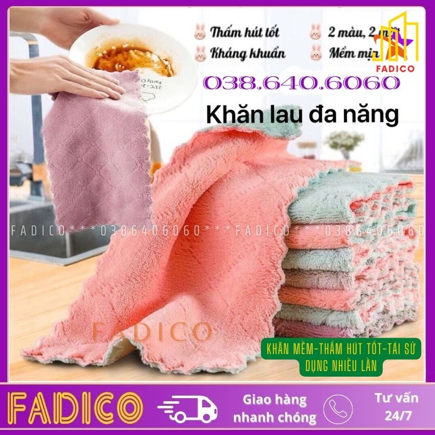 [HCM]Khăn lau đa năng,khăn lau bếp,bát đĩa,cốc chén,bàn siêu thấm nước chống dính dầu mỡ hai mặt-fadico