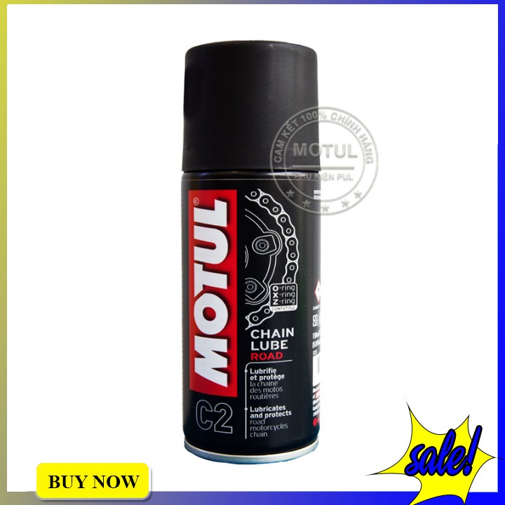 Combo Xịt Dưỡng Sên Xe Motul C2 Chain Lube Road 150ml & Bàn Chải