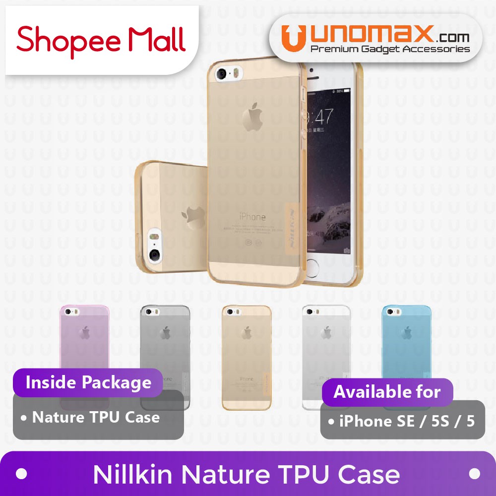 Nillkin Ốp Lưng Tpu Mềm Màu Xám Tự Nhiên Cho Iphone Se / 5s / 5