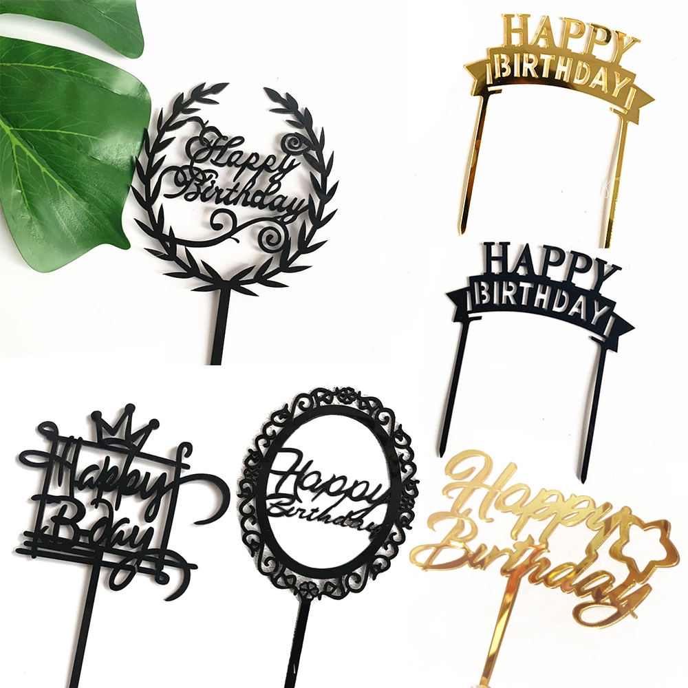 CONOPERY Que Cắm Trang Trí Bánh Kem Thiết Kế Chữ Happy Birthday Đẹp Mắt