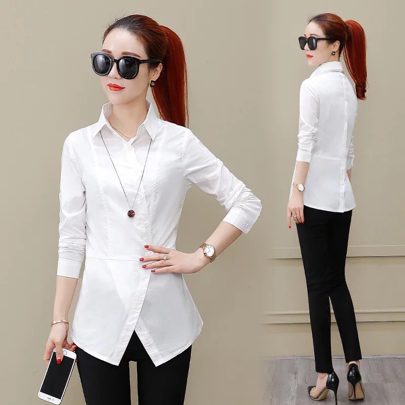 ÁO FORM DÀI NÚT XÉO - 0010MS