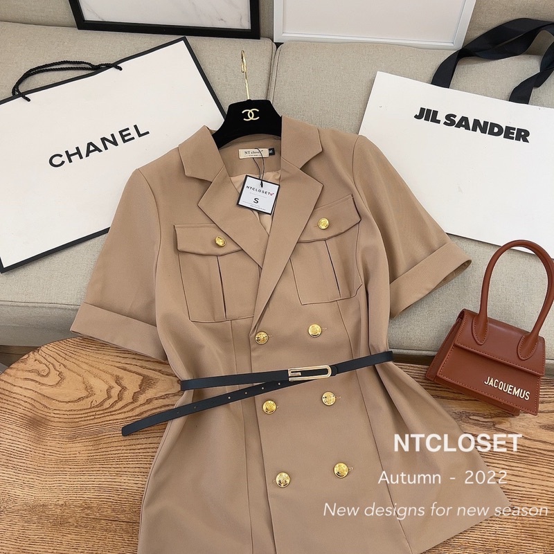 Áo vest cộc tay kèm belt