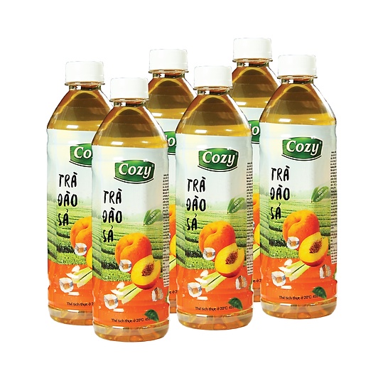 Lốc 6 Chai Trà Cozy Đào Sả/Tắc Mật Ong/Vải/Ô Long Xoài