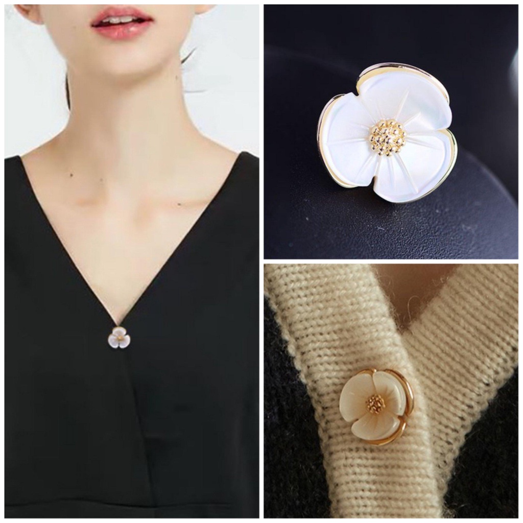 Pin cài cúc hoa Sally Holmes đá cao cấp 1.3*1.35 cm