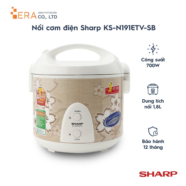 Nồi cơm điện Sharp KS-N191ETV "SB",N192ETV "SP"