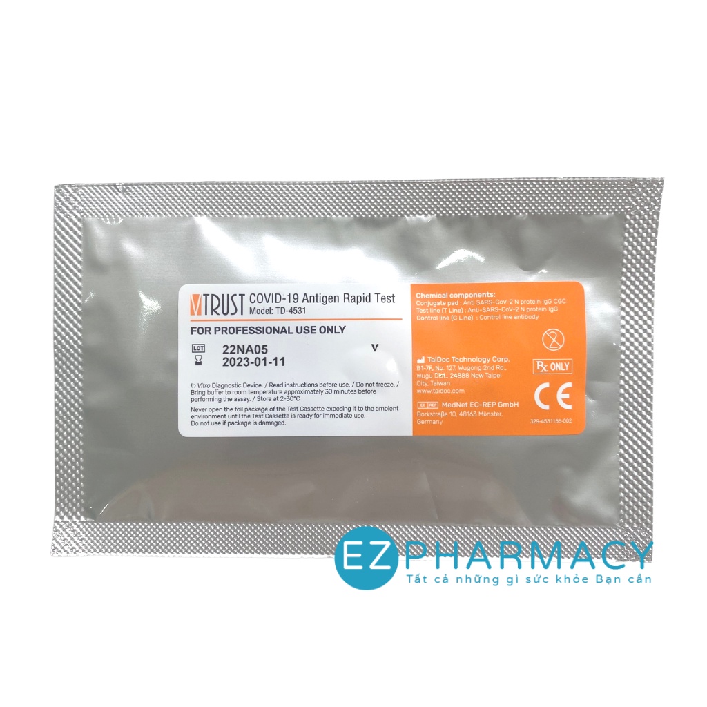 Bộ test nhanh Covid-19 VTRUST Covid-19 Antigen Rapid Test Model: FaCare TD-4531