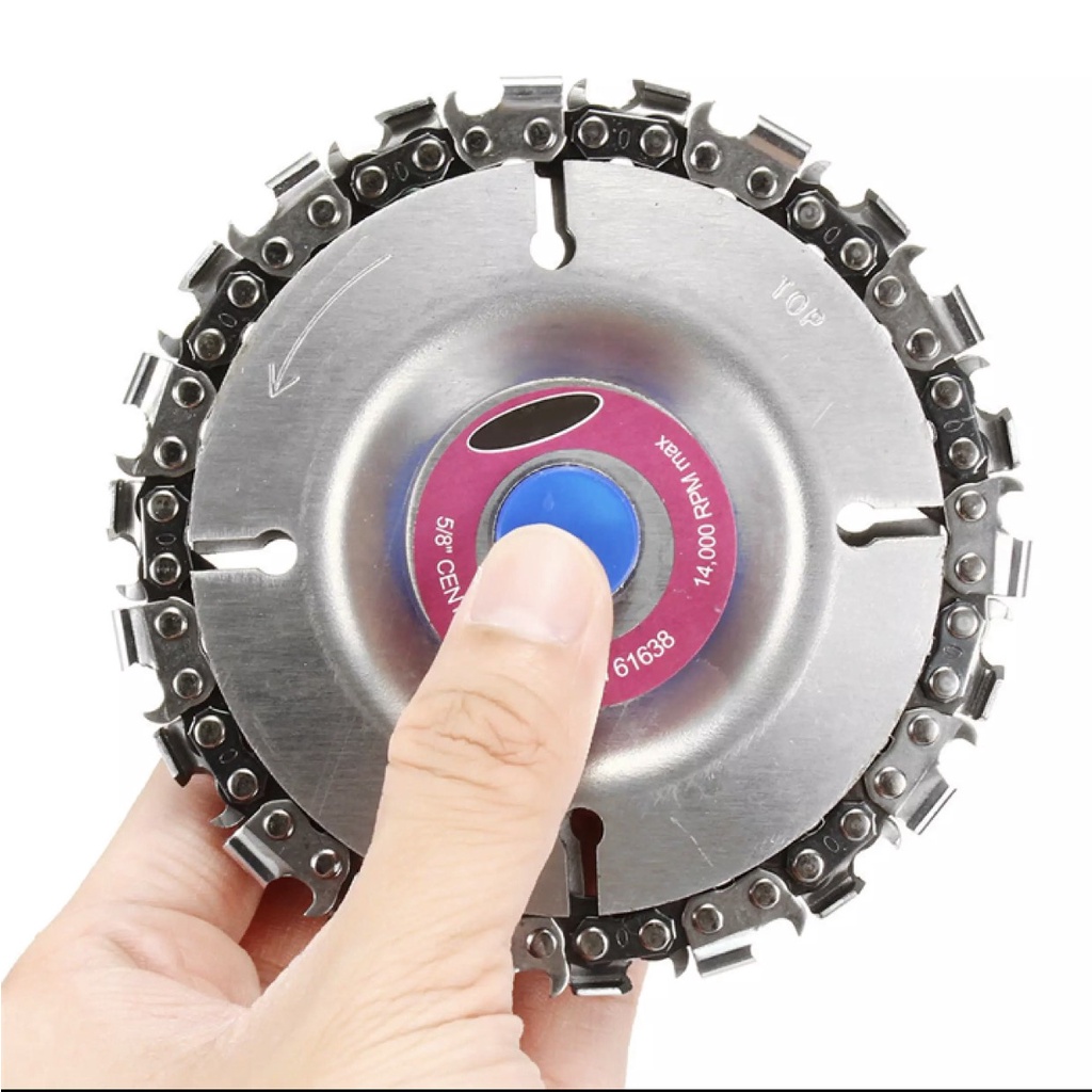 Đĩa cưa xích 22 răng, lưỡi cưa xích cắt gỗ, phay phá gỗ đa năng gắn máy mài 4 inch
