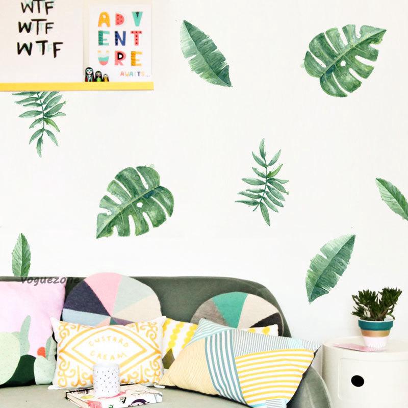 Set 6 tấm dán tường trang trí hình lá cọ nhiệt đới