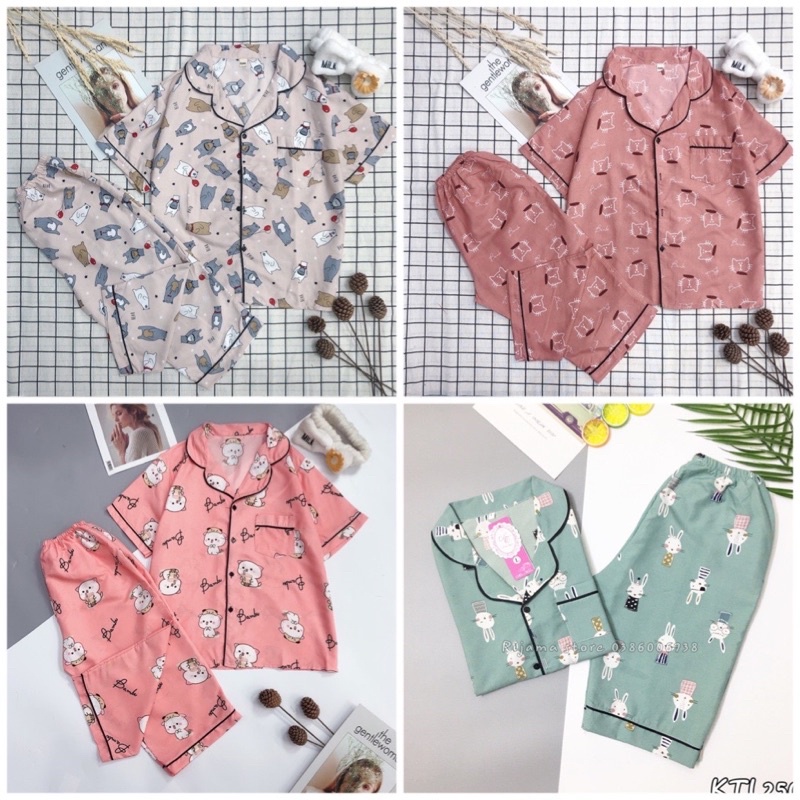 [Kate mềm] Bộ Pijama lửng chất Kate Thái mềm freesize<60kg | BigBuy360 - bigbuy360.vn