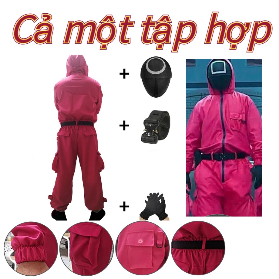 Bộ đồ có áo hoodie/ mặt nạ hóa trang nhân vật phim Squid Game