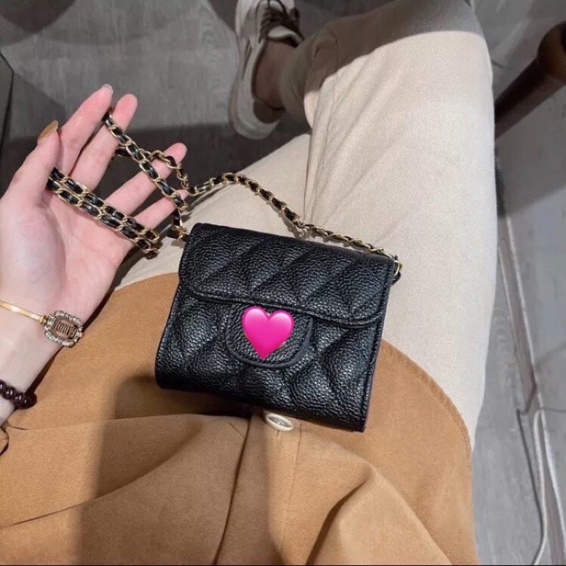 Túi sách mini nhỏ gọn dáng ví cầm tay size 13-17cm kèm dây xích đeo chéo nữ phong cách đi chơi dạo phố