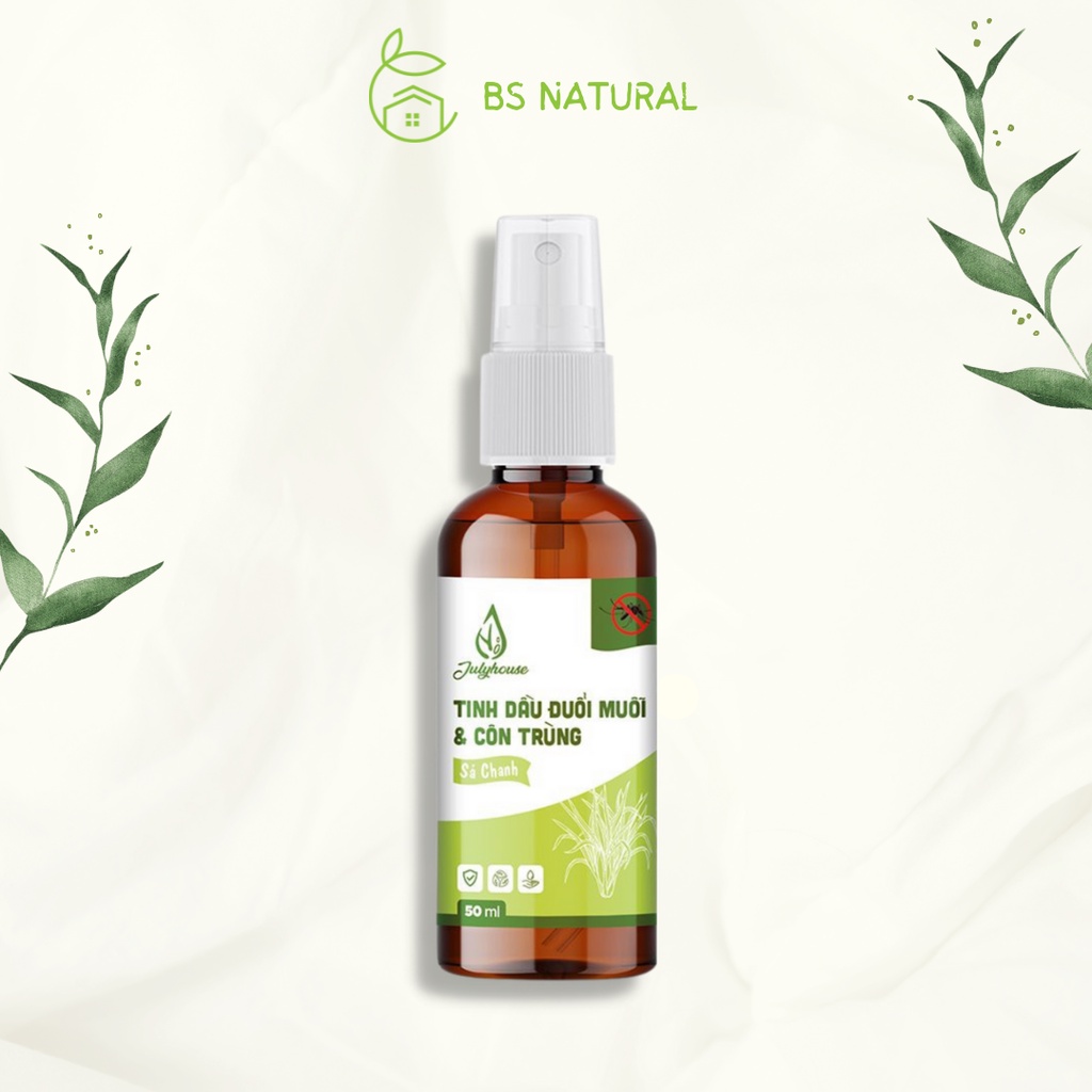 Bình Xịt Đuổi Muỗi Tinh Dầu Sả Chanh JULYHOUSE Lưu Hương Đuổi Côn Trùng Hiệu Quả Dung Tích 50ML