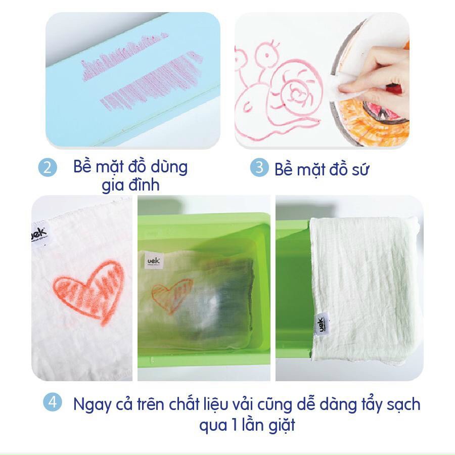 Hộp bút màu sáp 24 cây chính hãng UEK dễ dàng tẩy sạch  - Màu vẽ mỹ thuật an toàn cho bé