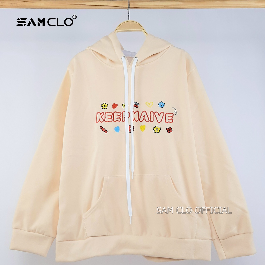 Áo khoác nỉ SAM CLO nam nữ hoodie chui có mũ tay dài thu đông freesize dáng unisex thêu họa tiết HOA CÚC KEEPMAIVE
