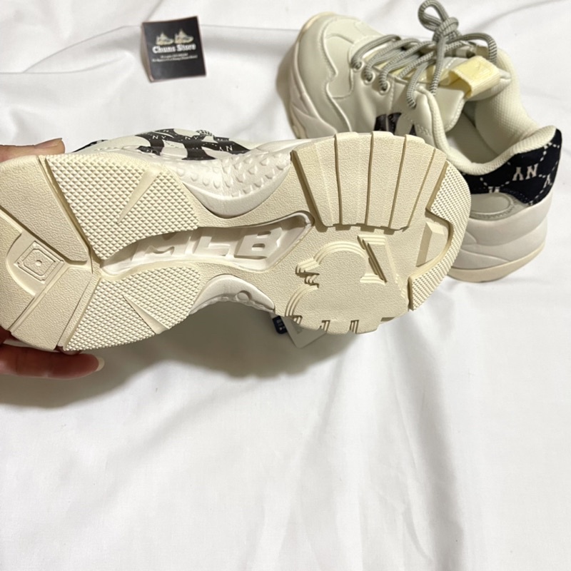 Giày thể thao MLB NY gót nỉ đen mới, giày ML B kem thời trang mono NY cao cấp full box bảo vệ 1:1 trung