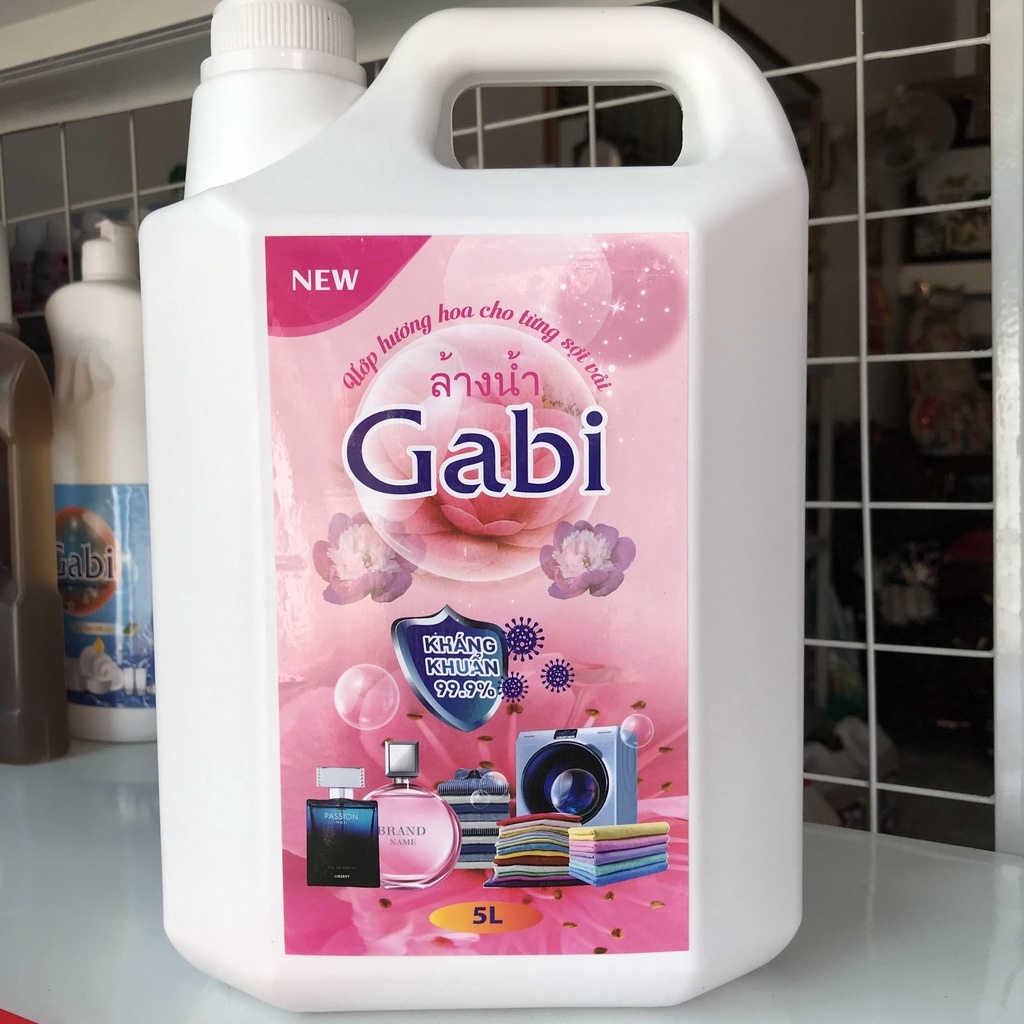 Nước giặt xả vải quần áo Gabi đậm đặc thơm lâu nước giặt Thái Lan an toàn với quần áo em bé dung tích 5L