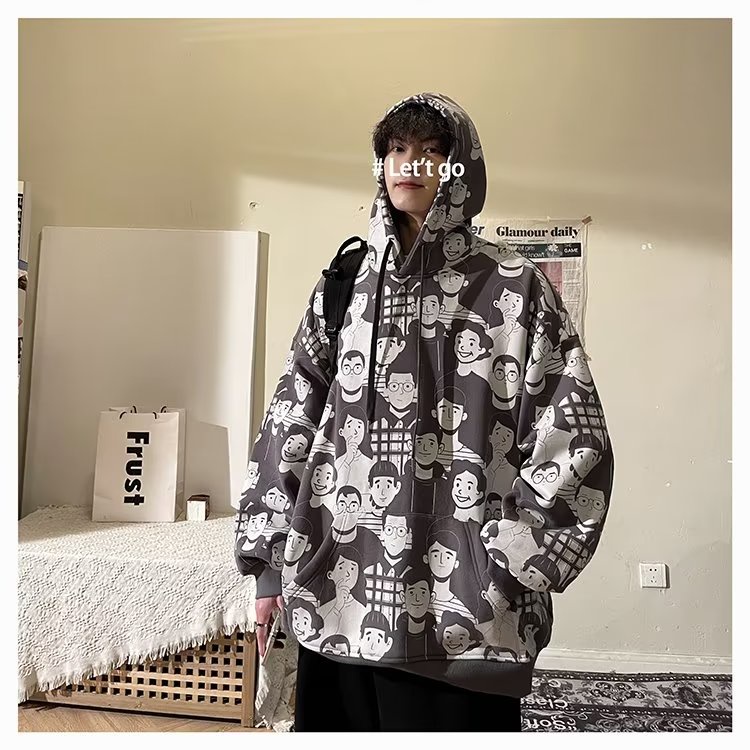 Áo Hoodie Nam Tay Dài In Hình Chân Dung Hoạt Hình Size M-7XL