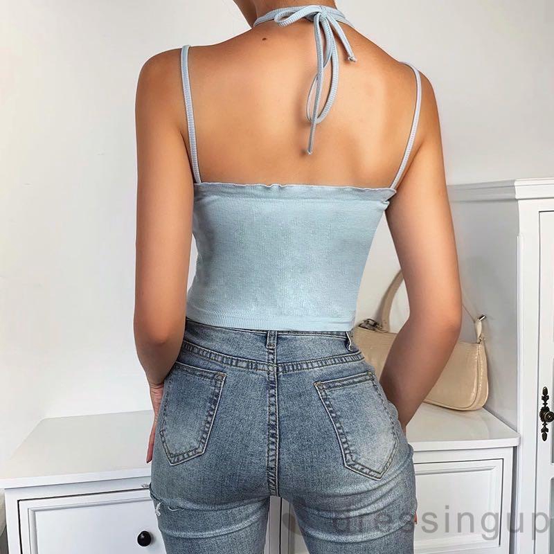 Áo dáng ngắn phối dây yếm thời trang cho nữ | BigBuy360 - bigbuy360.vn