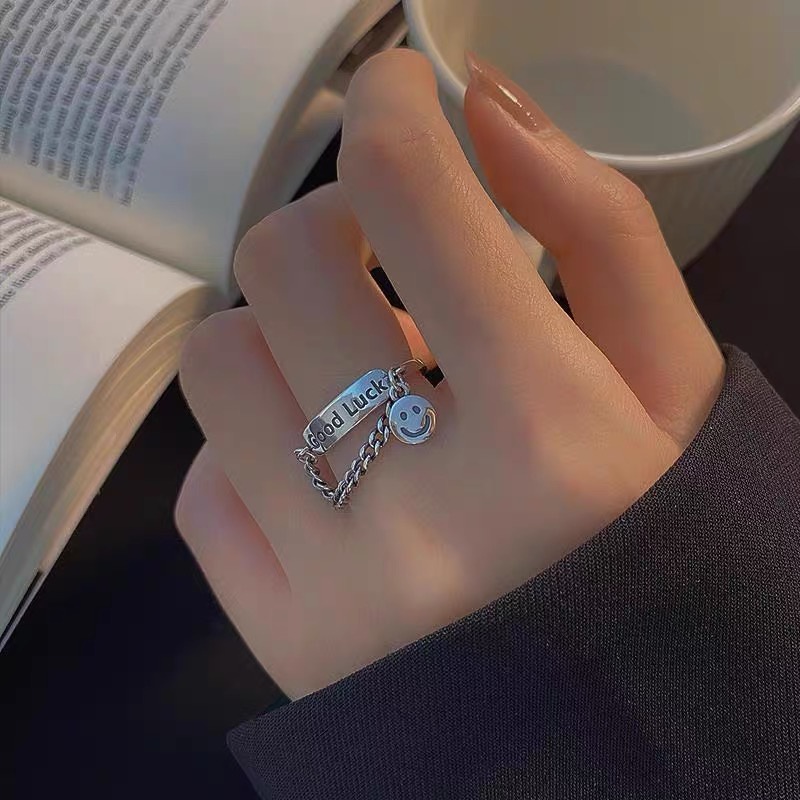 Bộ Nhẫn Hình Mặt Cười Có Thể Điều Chỉnh Kích Cỡ Thời Trang Hàn Quốc