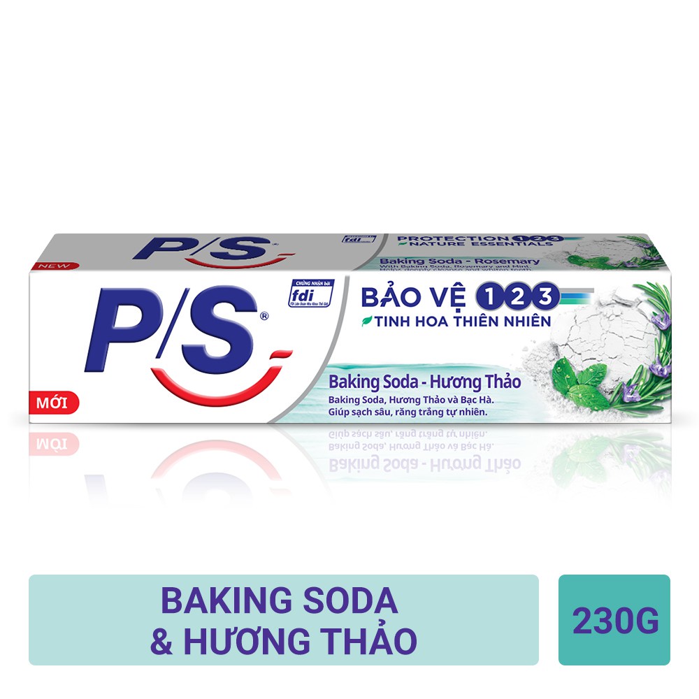 Kem Đánh Răng P/S Bảo Vệ 123 Baking Soda &amp; Hương Thảo Giúp Sạch Sâu, Làm Sáng Răng 230g