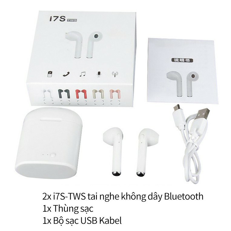 Tai nghe không dây kết nối Bluetooth I7S, i12 TWS thiết kế nhét tai mini dành cho điện thoại Android iPhone