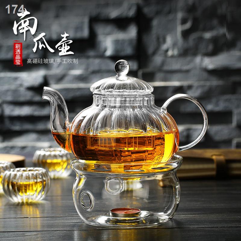 [bán chạy]Hoa thủy tinh dày ấm trà đun sôi bộ lọc chịu nhiệt độ cao gia đình bí ngô